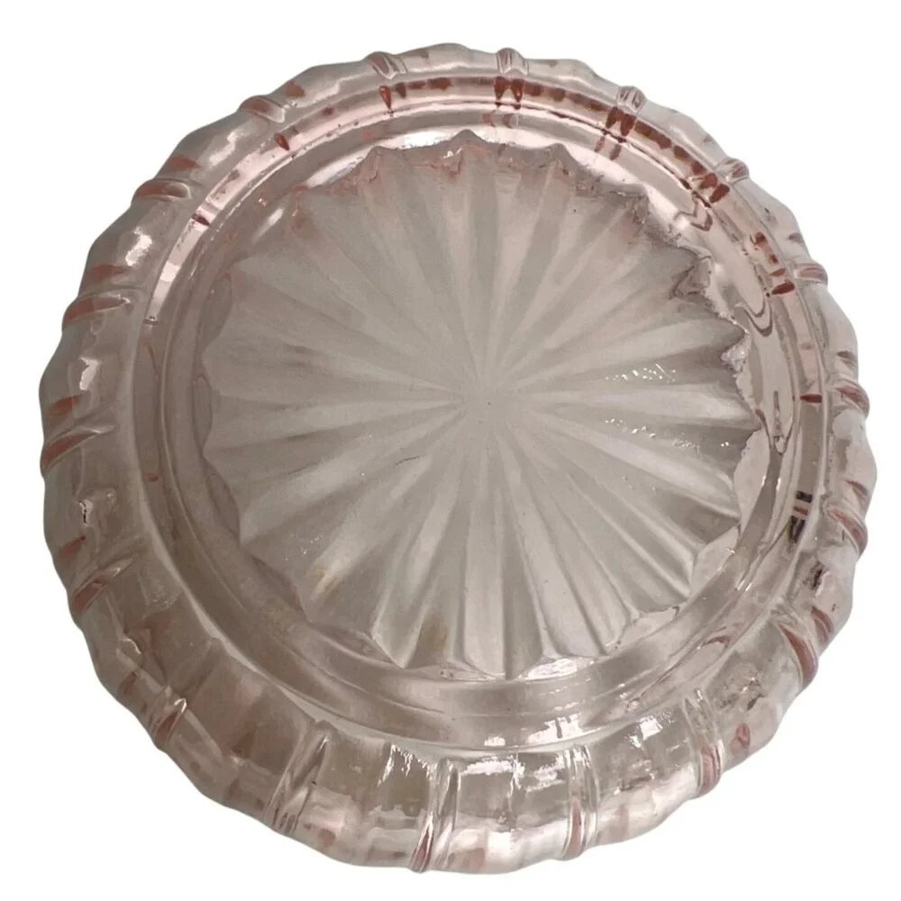 Vintage Pink Salmon Depression Glass Dessert‎ Bowl Anchor Hocking Fortune Ribbed